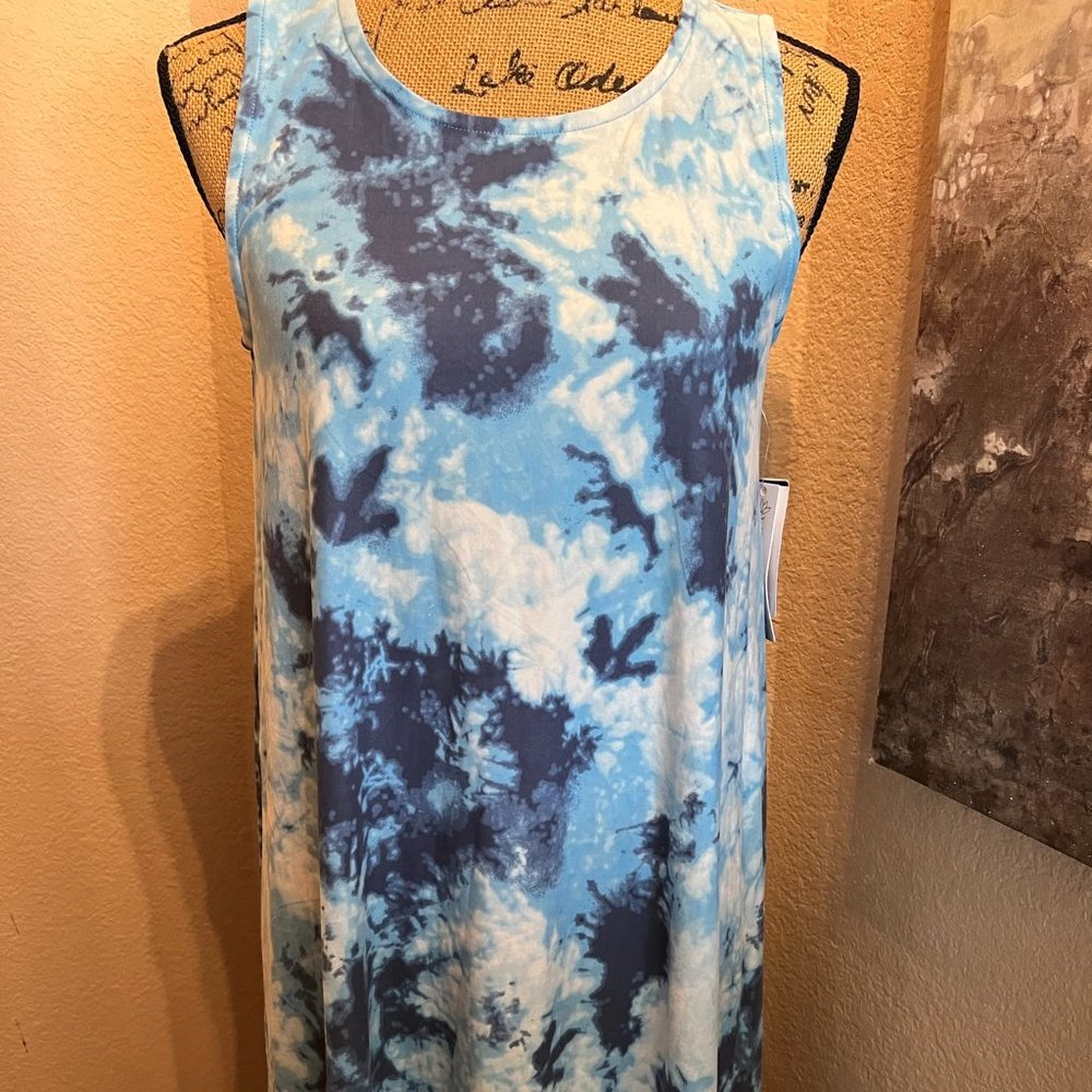 Jamie & Layla Blues And White Colors On Sleeveless Dress